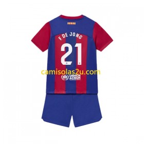 Camisolas de futebol FC Barcelona Frenkie de Jong 21 Criança Equipamento Principal 2023/24 Manga Curta